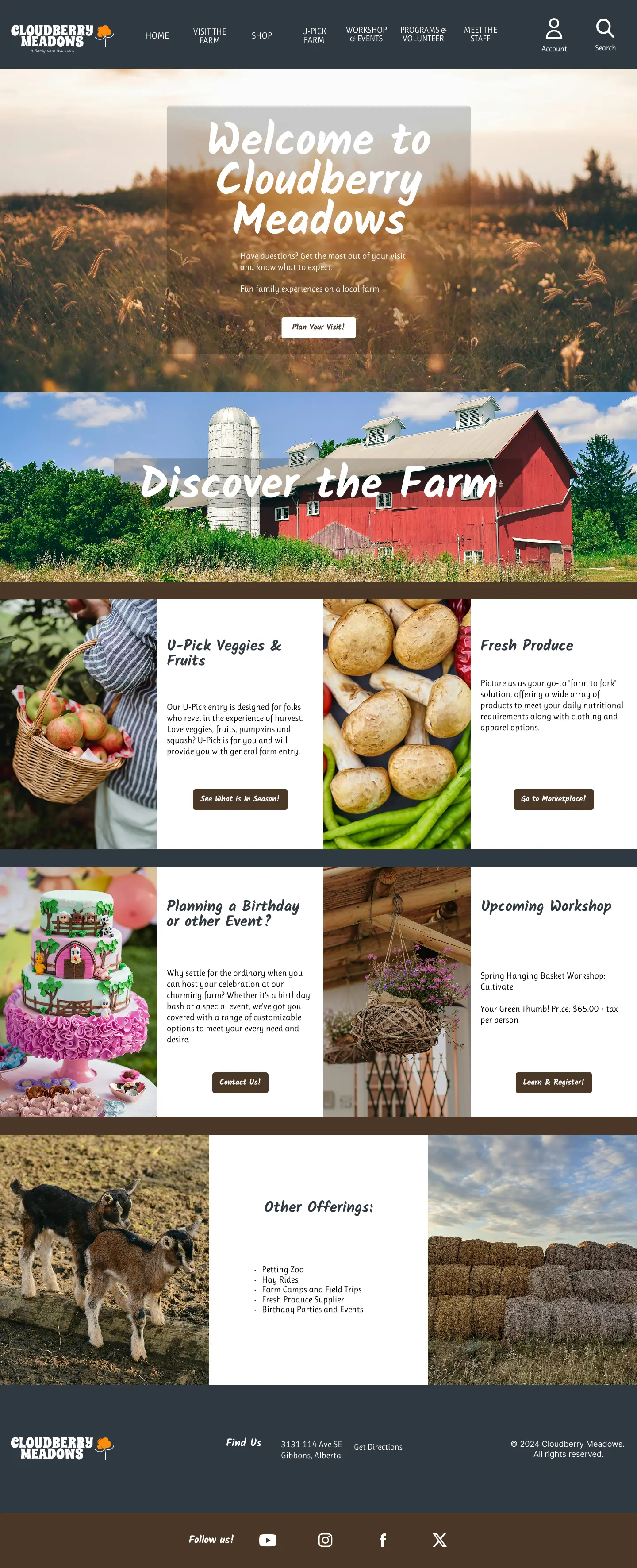 Cloudberry Meadows homepage design.