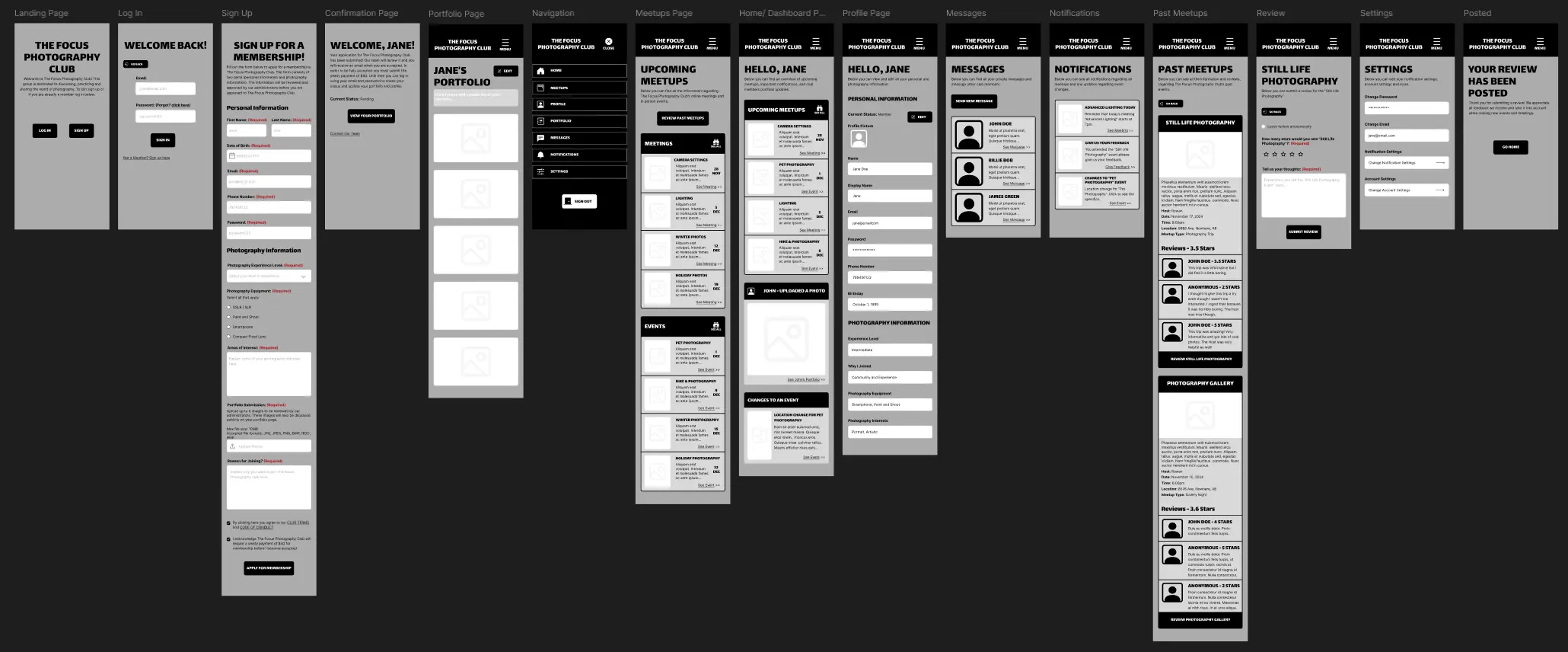 Focus Photography Club member area