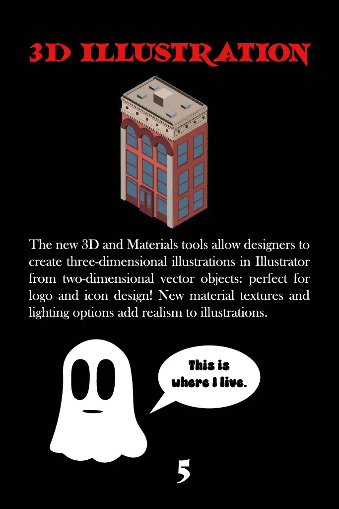 Illustrator guide page 5, 3D illustration.