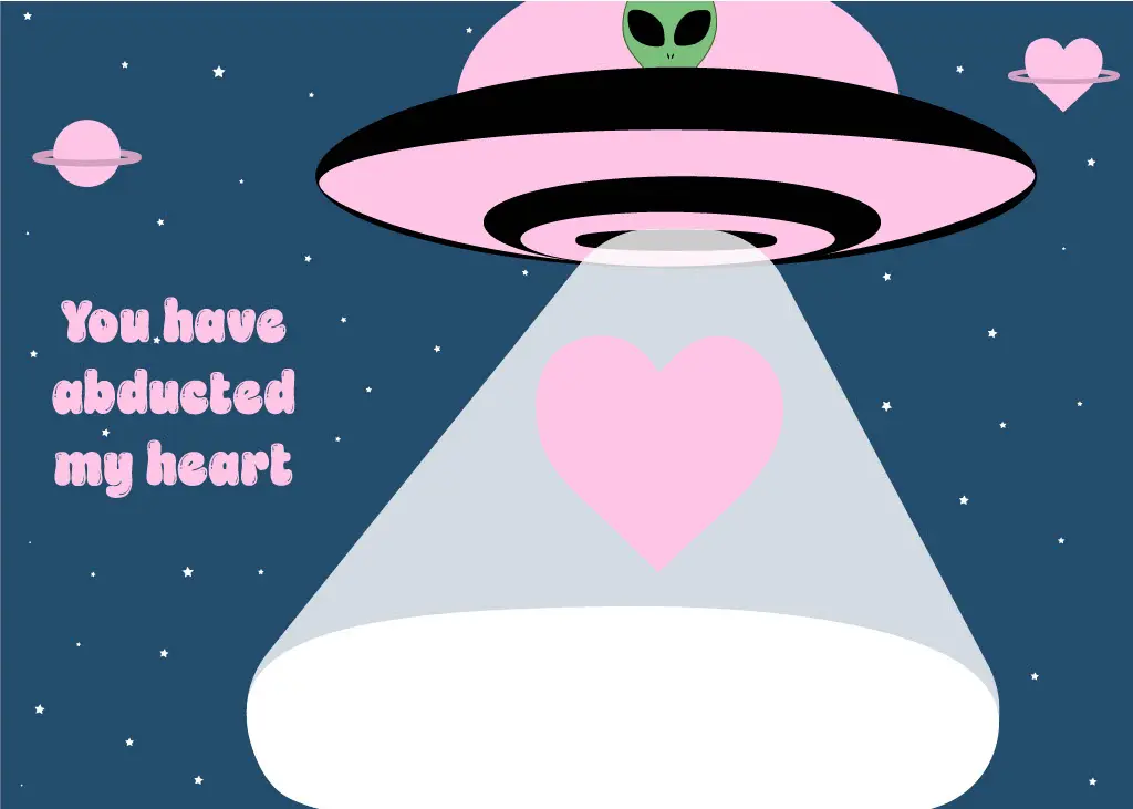 Alien Valentine's Day card inside.